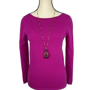Kier+J hot pink 100% cashmere sweater with crew neck size XS